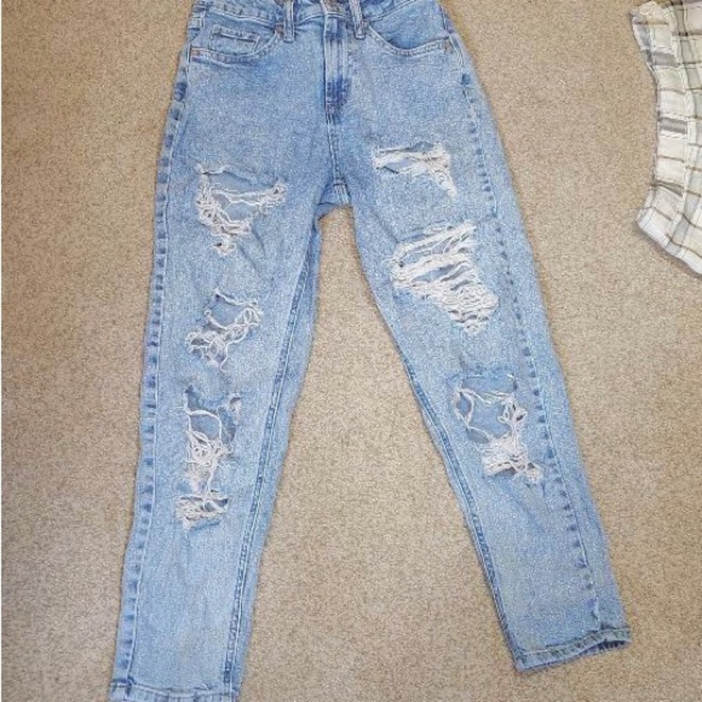 Distressed Blue Jeans